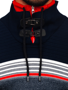 Men's Stand Up Sweater Navy Blue Bolf 1051
