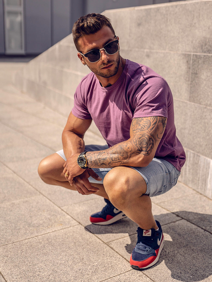 Men's Basic Cotton T-shirt Violet Bolf 192397A