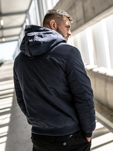 Men's Thick Winter Cotton Jacket Navy Blue Bolf 1890A