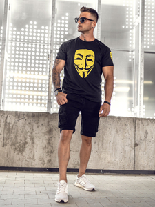Men's Printed T-shirt Black Bolf 14400A