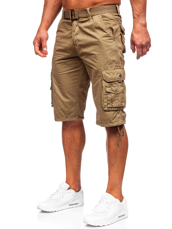 Men's Cargo Shorts with Belt Camel Bolf 77885