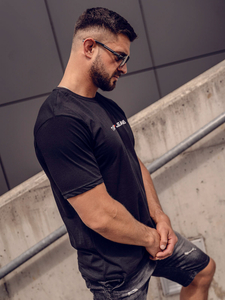 Men's Cotton Printed T-shirt Black Bolf 14761A