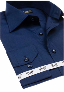 Men’s Elegant Long Sleeve Shirt Navy blue Bolf 1703