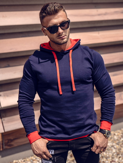 Men's Hoodie Navy Blue-Red Bolf 145380