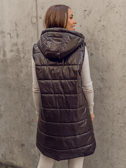 Women's Longline Quilted Gilet Brown Bolf 82019