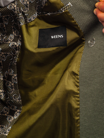 Men's Double-breasted Elegant Suit Jacket Green Bolf 005