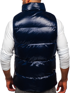 Men's Thick Quilted Gilet Navy Blue Bolf 9968