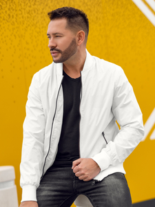 Men's Lightweight Bomber Jacket White Bolf 7116A