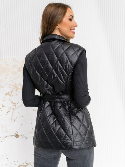 Women's Longline Quilted Gilet Black Bolf JIN221