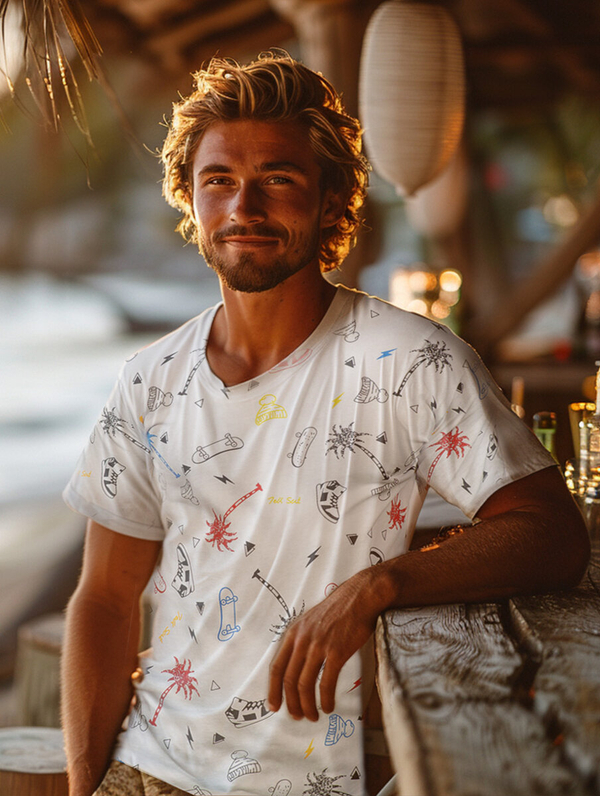 Men's Cotton Printed T-shirt White Bolf 1150A2