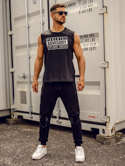 Men’s Printed Tank Top Black Bolf 14828A