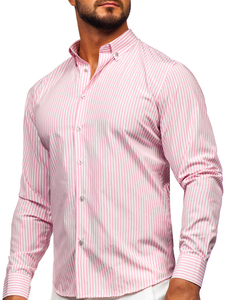 Men's Striped Long Sleeve Shirt Pink Bolf 22731