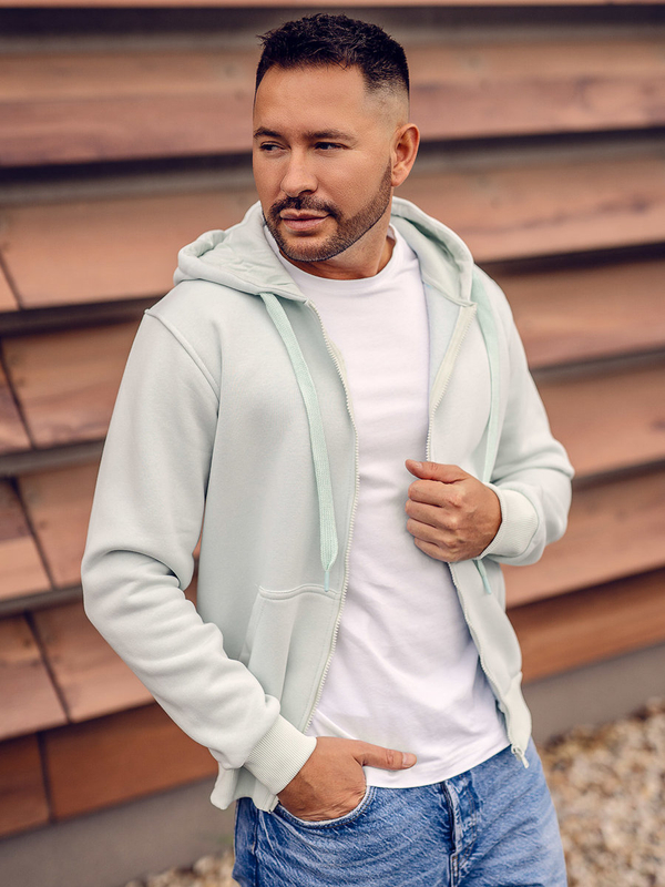 Men's Thick Zip Hoodie Light Mint Bolf 2008A