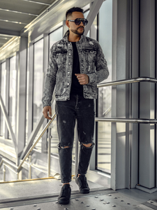 Men's Denim Jacket Grey Bolf AK588