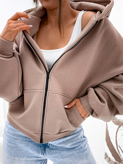 Women's Warm Butterfly Hoodie Cappuccino Bolf 821112