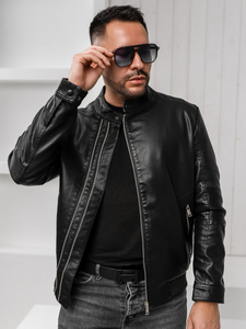 Men's Leather Jacket Black Bolf 1073