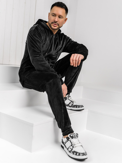 Men’s Velour Sport Outfit with hood Black Bolf 8C1538A1