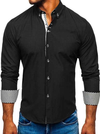 Men's Elegant Long Sleeve Shirt Black Bolf 5796-1