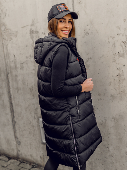 Women's Longline Quilted Gilet Black Bolf 81261A