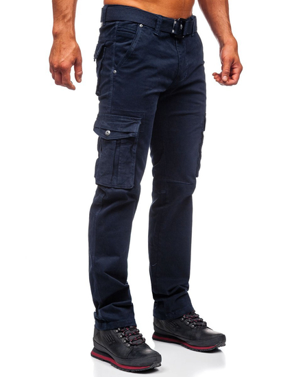 Men's Cargo Pants with Belt Navy Blue Bolf 1672