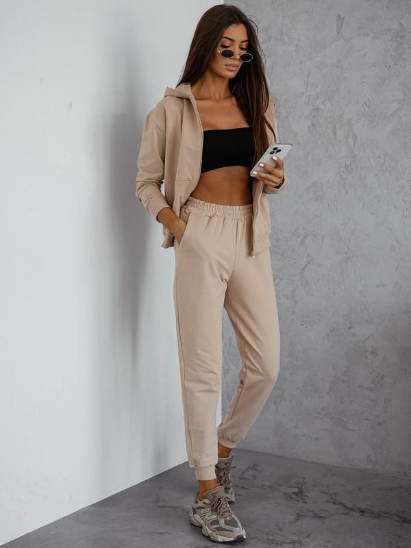 Women’s 2-Piece Sport Outfit z kapturem Beige Bolf 821110