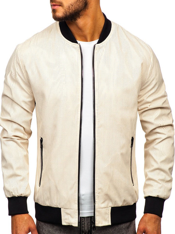 Men's Transitional Bomber Jacket Beige Bolf 6116