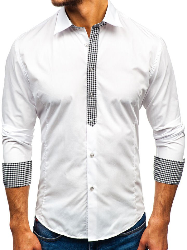 Men's Elegant Long Sleeve Shirt White Bolf 0939