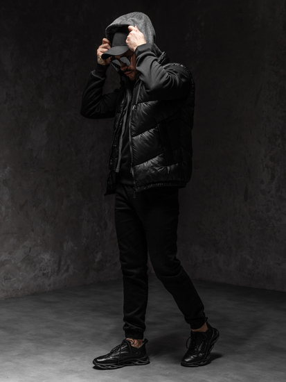 Men’s Gilet with hood Black Bolf 2908A1