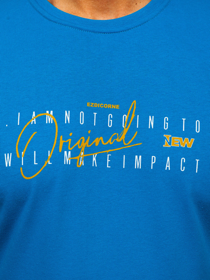 Men's Cotton Printed T-shirt Turquoise Bolf 5032