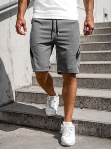 Men's Sweat Shorts Grey-White Bolf Q3875
