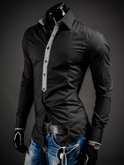 Men’s Elegant Long Sleeve Shirt Black Bolf 0939A