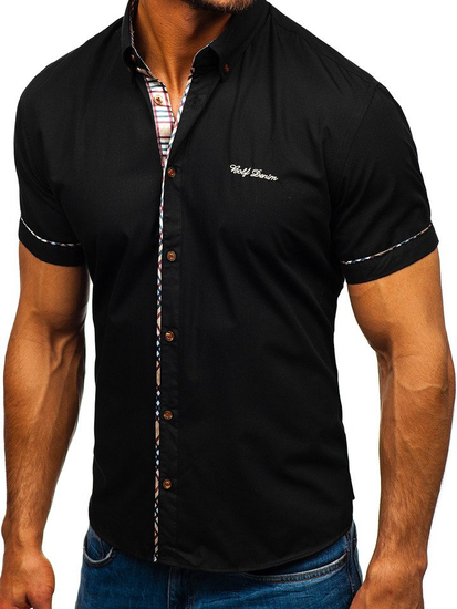Men’s Elegant Short Sleeve Shirt Black Bolf 5509-1