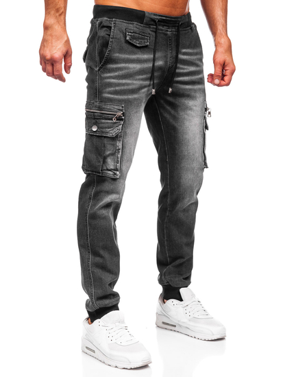 Men's Denim Cargo Joggers Black Bolf MP0108N