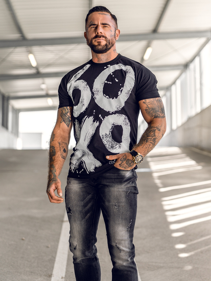 Men's Printed T-shirt Black Bolf 0303A