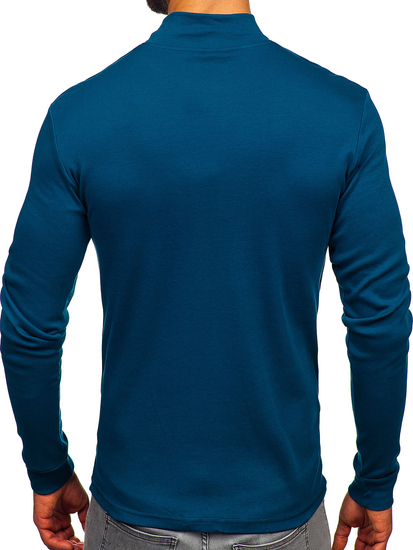 Men’s Cotton Polo Neck Sweater Indigo Bolf 534