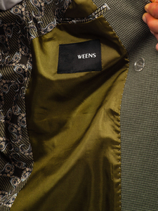 Men's Double-breasted Elegant Suit Jacket Green Bolf 005