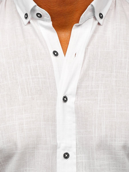 Men's Cotton Long Sleeve Shirt White Bolf 20701