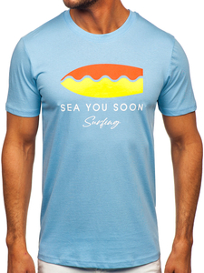 Men's Cotton Printed T-shirt Blue Bolf MPO3457