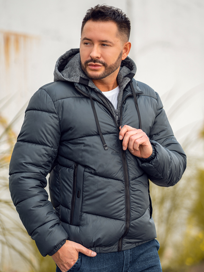 Men's Quilted Winter Jacket Graphite Bolf B2906A