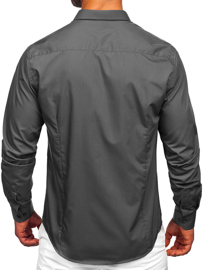 Men’s Elegant Long Sleeve Shirt Light Graphite Bolf 1703