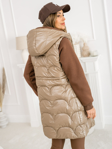 Women's Longline Quilted Gilet Beige Bolf B8172A