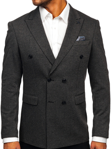 Men's Double-breasted Elegant Suit Jacket Anthracite Bolf 007