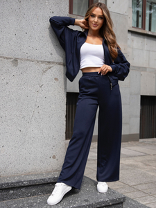 Women’s 2-piece Zip Butter Sport Outfit Navy blue Bolf 821109