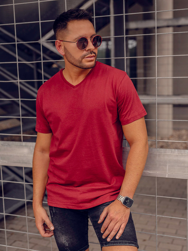 Men’s Basic V-neck T-shirt Claret Bolf 192131A