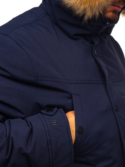 Men's Winter Parka Jacket Navy Blue Bolf 1972