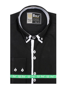 Men's Elegant Long Sleeve Shirt Black Bolf 1721-1