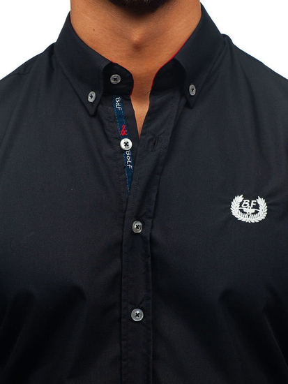 Men's Elegant Long Sleeve Shirt Black Bolf 2772