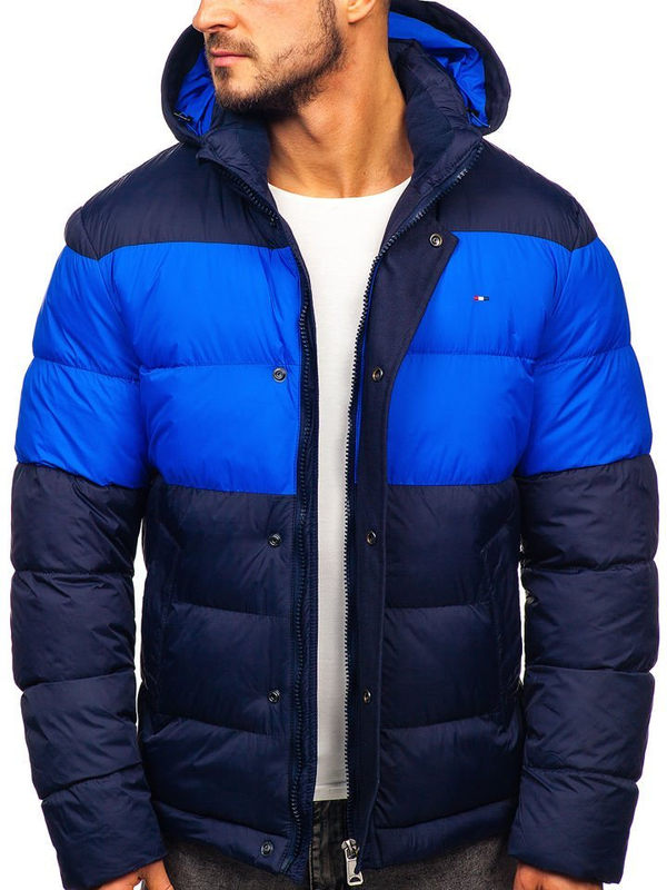 Men's Quilted Down Winter Jacket Navy Blue Bolf 1975