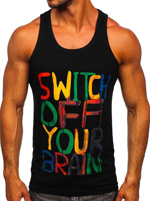 Men's Printed Boxer Tank Top Black Bolf 14837