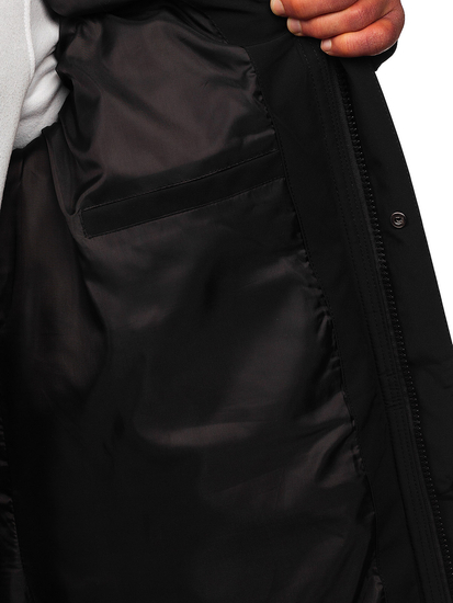 Men’s Longline Quilted Winter Jacket Black Bolf 31M5009